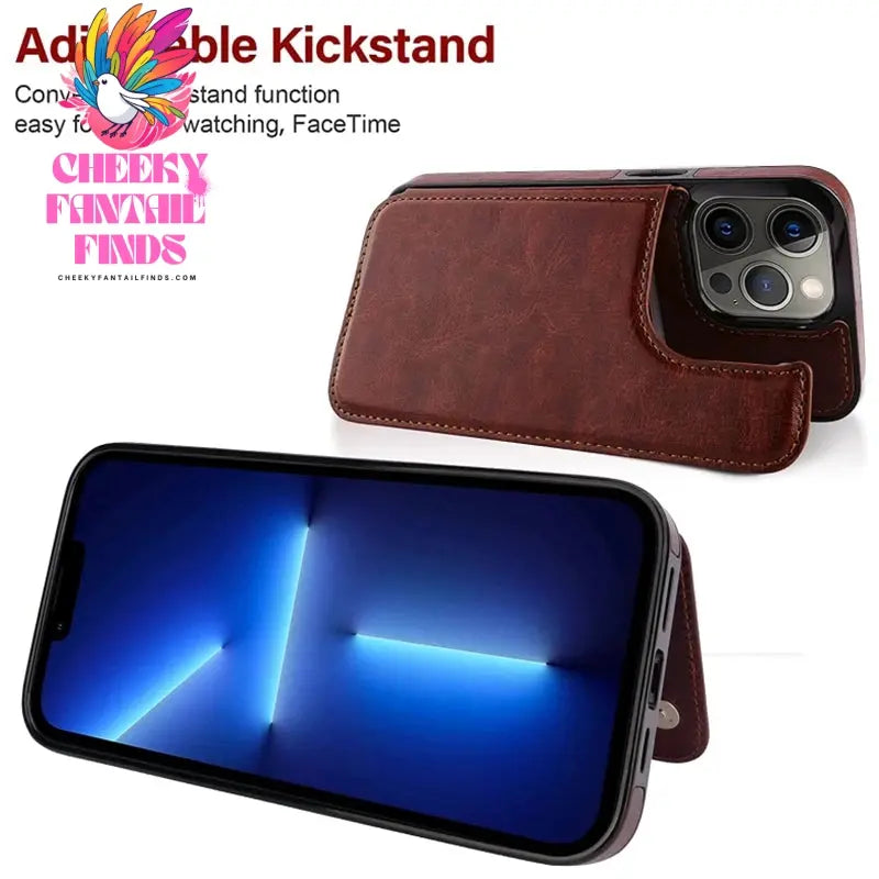 Business Wallet Case For iPhone 14 13 12 11 Pro Max 7 8 Plus Mini SE XR XS Max X Retro Flip Leather Card Holder Phone Cover Cheeky Fantail Finds