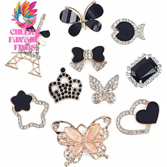 Butterfly Rhinestone Shoe Buckle Hole Shoe Buckle Slippers Sandals Decorative Accessories Cheeky Fantail Finds