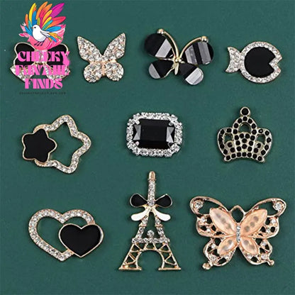 Butterfly Rhinestone Shoe Buckle Hole Shoe Buckle Slippers Sandals Decorative Accessories Cheeky Fantail Finds