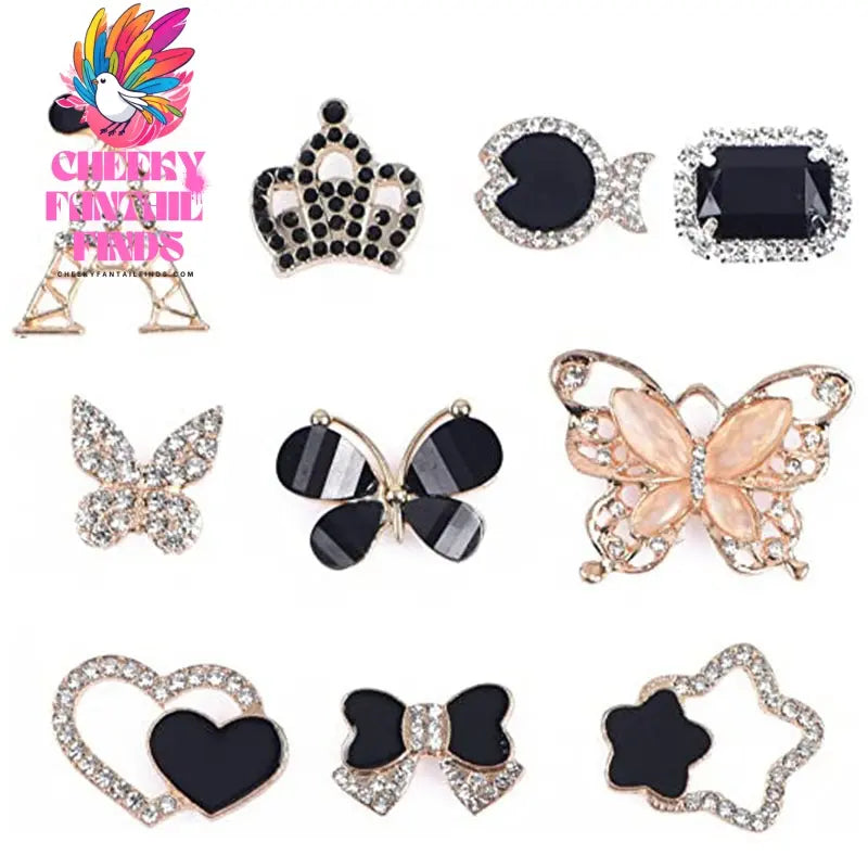 Butterfly Rhinestone Shoe Buckle Hole Shoe Buckle Slippers Sandals Decorative Accessories Cheeky Fantail Finds