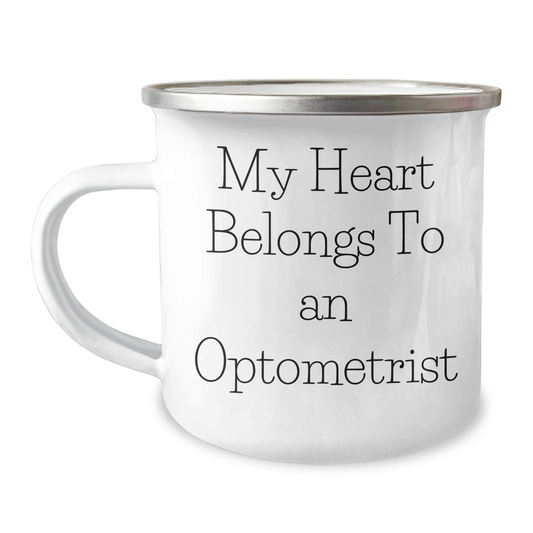 Optometrist Gifts for Her, Funny Camping Mug, 'My Heart Belongs To An Optometrist', Gifts from Women to Optometrist Graduates - Image 1