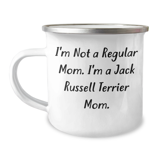 Funny Jack Russell Terrier Mom Gifts for Men, 'I'm Not A Regular Mom. I'm A Jack Russell Terrier Mom.' Enamel Camping Mug, Unique Father's Day Unique Gifts from Mom to Dad - Image 1