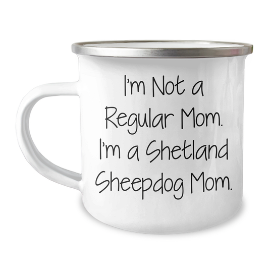 Funny Shetland Sheepdog Mom Gifts from Friends for Dad's Unique Camping Mug - Image 1