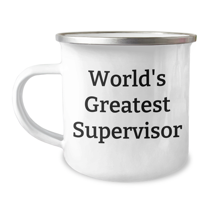 Funny Supervisor Quotes Gifts for Men, World's Greatest Supervisor Camping Mug, 12 oz Stainless Steel with Enamel Finish, Gifts from Family, Perfect for Father's Day - Image 1