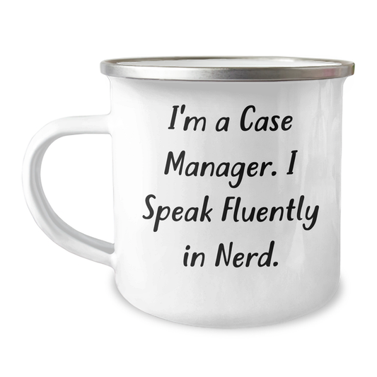 Funny Case Manager Gifts, 'I'm A Case Manager. I Speak Fluently In genius.' Camping Mug for Dad, Father's Day Unique Gifts from Men to Case Manager Friends - Image 1