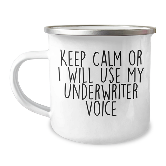 Funny Underwriter Gifts, Keep Calm Camping Mug, Underwriter Voice Sarcasm, Gifts from Friends, Gifts for Underwriter on Father's Day - Image 1