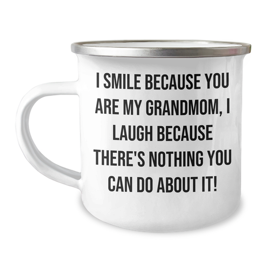 Funny Grandmom Gifts from Family, I Smile Because You Are My Grandmom, Unique Camping Mug for Graduation - Image 1