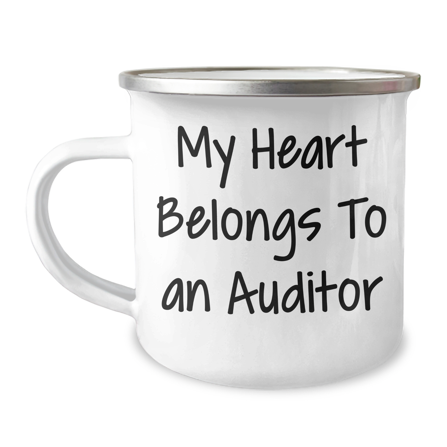 Funny Auditor Gifts, My Heart Belongs To An Auditor, Graduation Unique Gifts for Auditor Friends, Camping Mug from Family, 12 oz Stainless Steel - Image 1