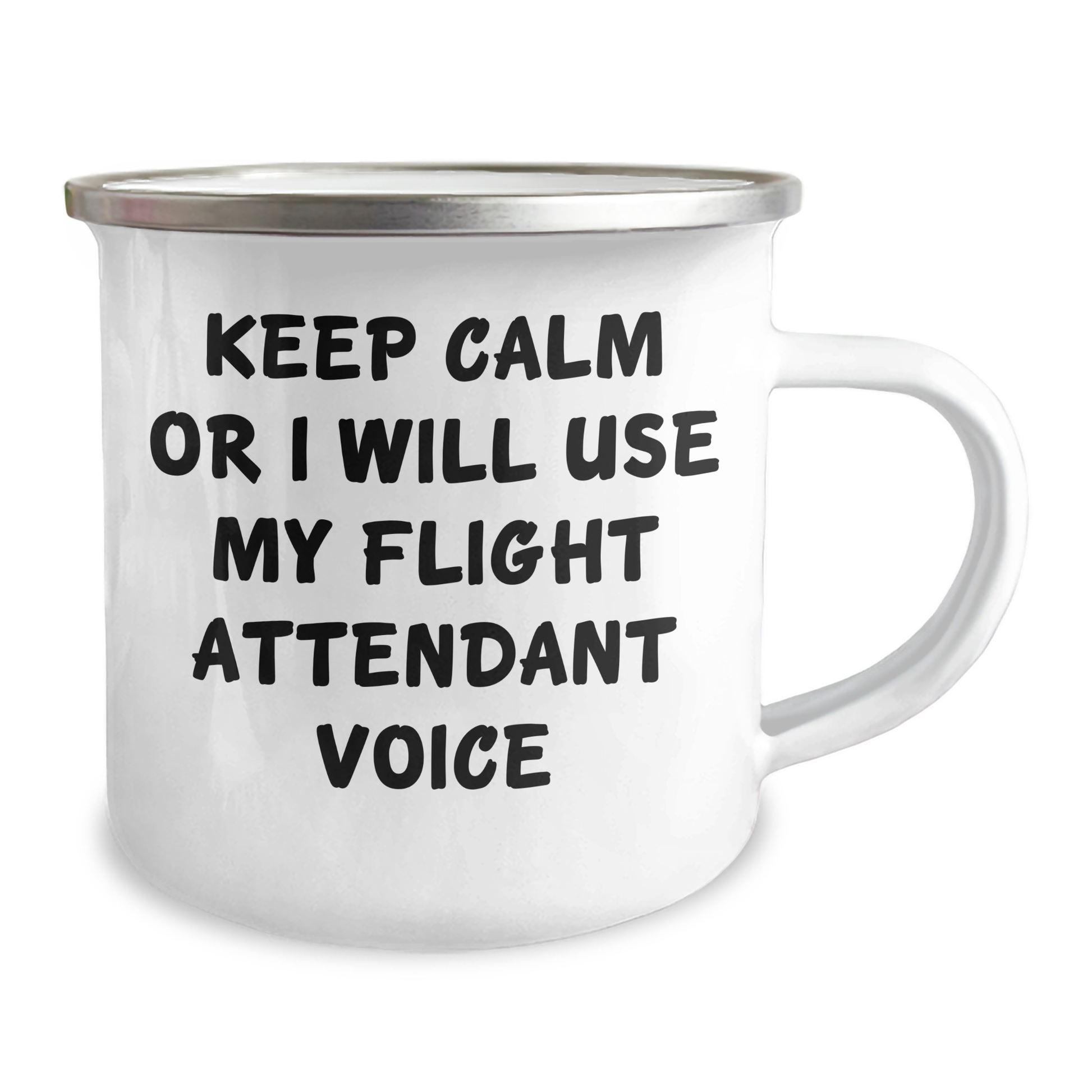 Flight Attendant Funny Gifts for Men, Camping Mug with 'Keep Calm Or I Will Use My Flight Attendant Voice' Quote, Father's Day Unique Gifts from Family, Funny Flight Attendant Mugs for Dad - Image 2