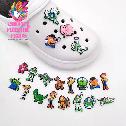 CCF 1-20Pcs Cartoon Buzz Lightyear Shoes Buckle Cute Cartoon Diy Shoes Decoration Shoes Charm Accessories Summer Sandals Clog Cheeky Fantail Finds
