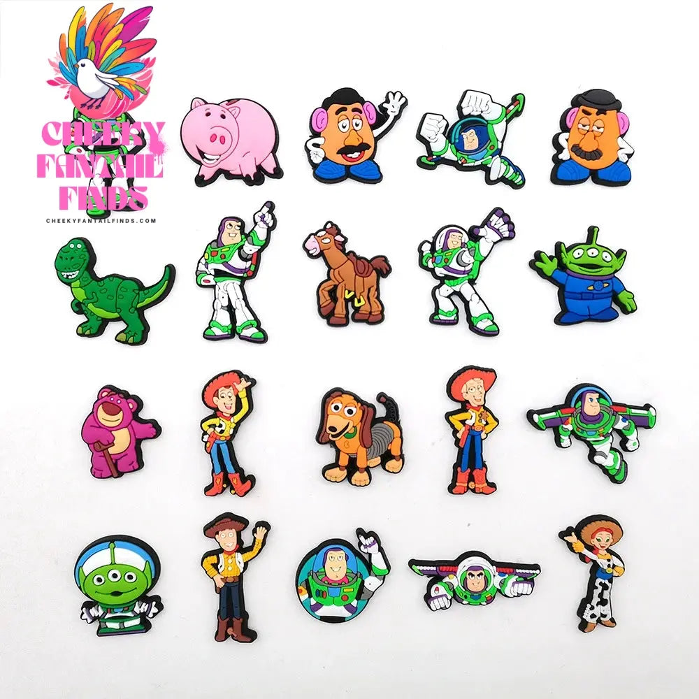 CCF 1-20Pcs Cartoon Buzz Lightyear Shoes Buckle Cute Cartoon Diy Shoes Decoration Shoes Charm Accessories Summer Sandals Clog Cheeky Fantail Finds