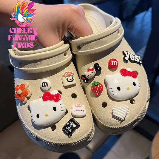 CCF 1 Set Lovely Hello Kitty Shoes Accessories Women Girls Sandals Garden Shoe Buckle Decorations Fit Charm DIY Birthday Gift Cheeky Fantail Finds