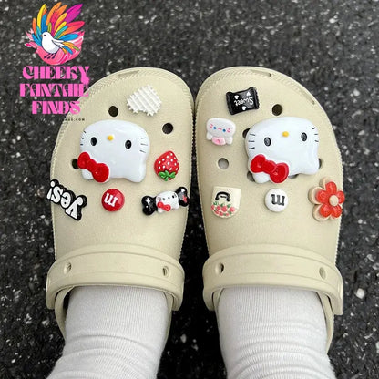 CCF 1 Set Lovely Hello Kitty Shoes Accessories Women Girls Sandals Garden Shoe Buckle Decorations Fit Charm DIY Birthday Gift Cheeky Fantail Finds