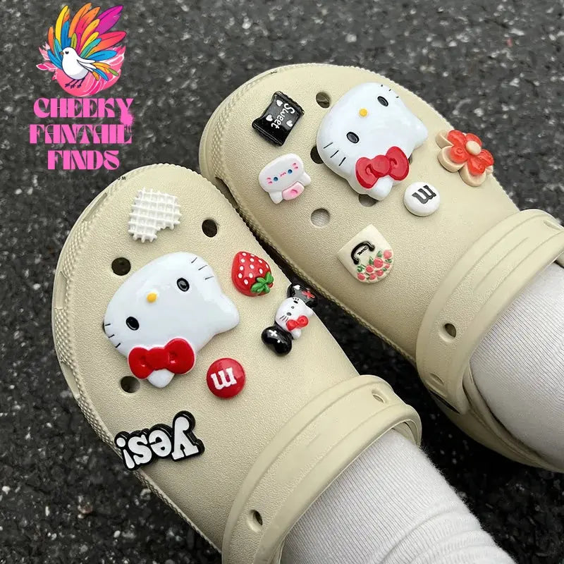 CCF 1 Set Lovely Hello Kitty Shoes Accessories Women Girls Sandals Garden Shoe Buckle Decorations Fit Charm DIY Birthday Gift Cheeky Fantail Finds