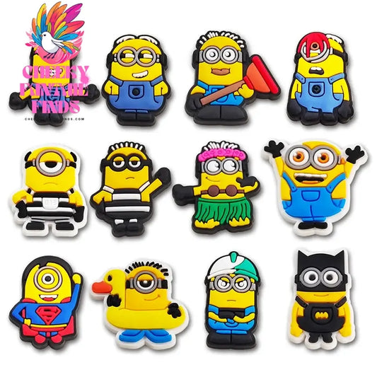 CCF 12pcs/set Cartoon Despicable Me Shoe Charms PVC Cheeky Fantail Finds