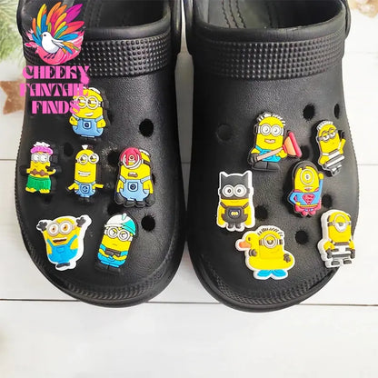 CCF 12pcs/set Cartoon Despicable Me Shoe Charms PVC Cheeky Fantail Finds