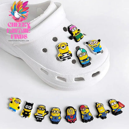 CCF 12pcs/set Cartoon Despicable Me Shoe Charms PVC Cheeky Fantail Finds