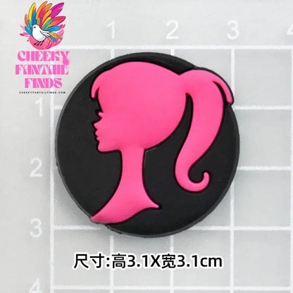 CCF  20P Cute Cartoon PVC Pink Fashion Barbie Shoe Flowers DIY Hole Shoes Sandals Charm Shoes Accessories Party Festival Gifts Cheeky Fantail Finds