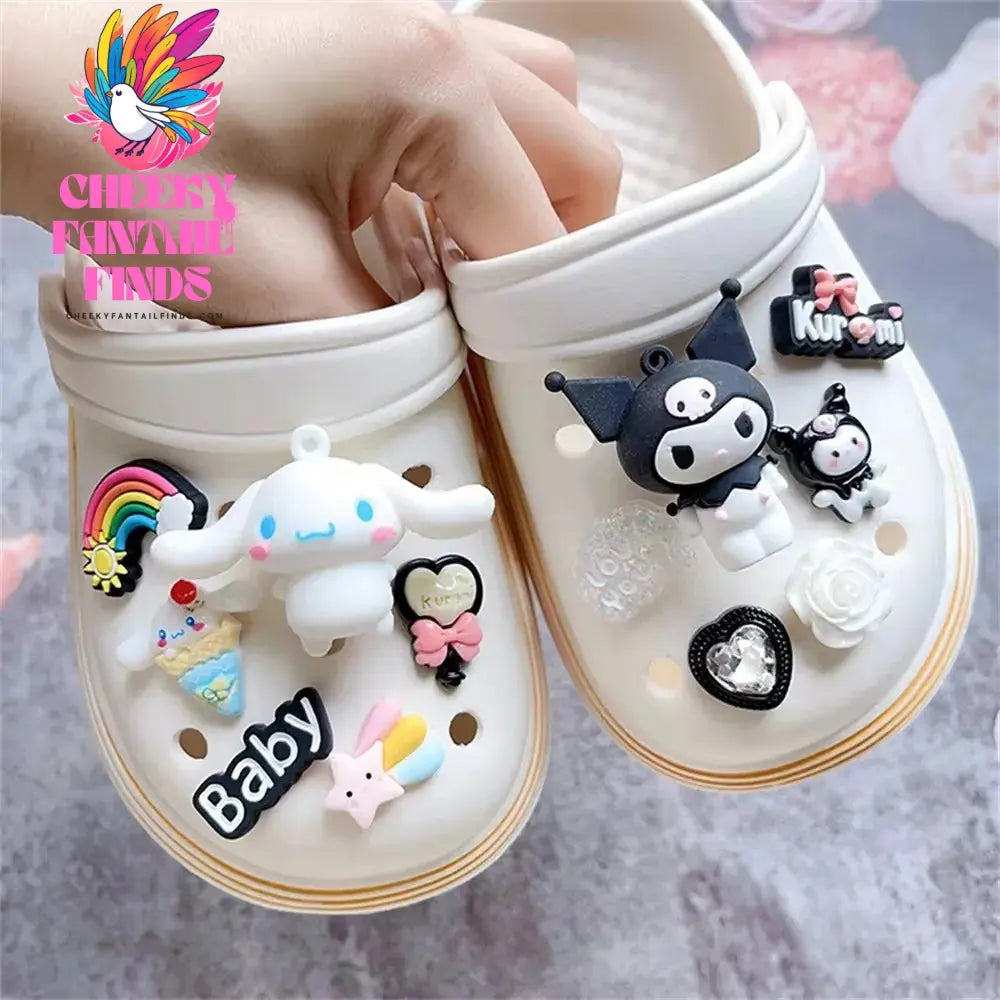 CCF 3D Set Cartoon Cute Dog Charm Sandals Buckle DIY Detachable Wristband Children's Shoe Accessories Cheeky Fantail Finds