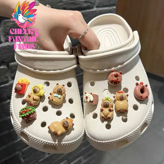 CCF Capybara Set Shoes Accessories Charming Cartoon Animal Shoe Buckles DIY Soft Adhesive Adults Creative Gift Cheeky Fantail Finds
