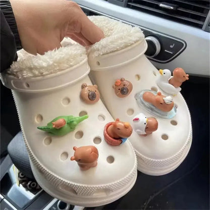 CCF Cartoon Cute Brown Capybara Figurine  Shoe Charms Set For Clogs Slides Sandals Perfect Xmas Birthday Gift Party Favors Cheeky Fantail Finds
