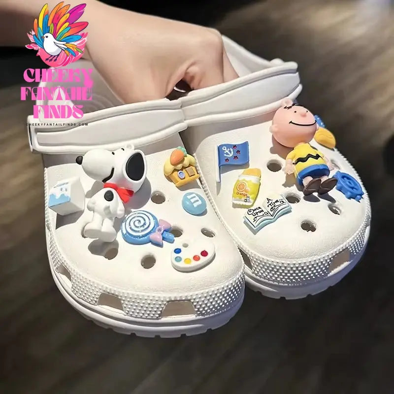 CCF Cartoon Cute Designer Shoe Charms Movie Snoopy Series Cartoon Diy Slippers Accessories Girls And Women Party Gift Cheeky Fantail Finds