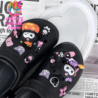 CCF Cartoon Cute Purple Kuromi Shoe Decoration 3D Trendy Detachable DIY Charm Girl Sandals Buckle Children's Party Gift Cheeky Fantail Finds