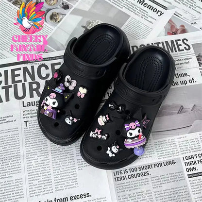 CCF Cartoon Cute Purple Kuromi Shoe Decoration 3D Trendy Detachable DIY Charm Girl Sandals Buckle Children's Party Gift Cheeky Fantail Finds