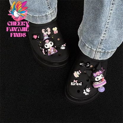 CCF Cartoon Cute Purple Kuromi Shoe Decoration 3D Trendy Detachable DIY Charm Girl Sandals Buckle Children's Party Gift Cheeky Fantail Finds