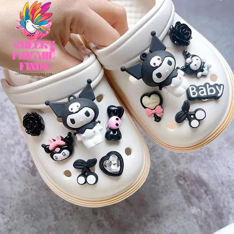 CCF  Character Set Hello Kitty Kuromi Hole Shoe Charms 3D Doll Clogs Accessories Bag Sandal Decorations Gift Idea Cheeky Fantail Finds