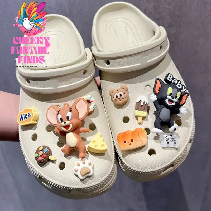CCF Mickey and Minnie Cartoon Dog  Tom and Jerry Shoe Charms Accessories Clog Sandals Decorations Pins Favor Gift Cheeky Fantail Finds