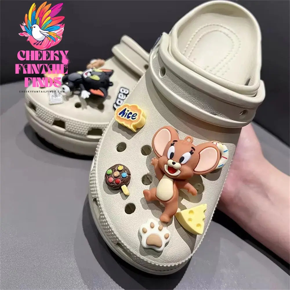 CCF New Kulomi Charm Shoe Creative DIY Detachable 3D Cat And Mouse Children's Clogs Sandals Buckle Trendy Set Cheeky Fantail Finds