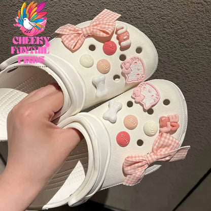CCF Pink Series Hello Kitty Cat Shoe Charms Diy Shoe Buckle Clogs Shoes Accessories Birthday Gift Sandal Decoration Buckle Cheeky Fantail Finds