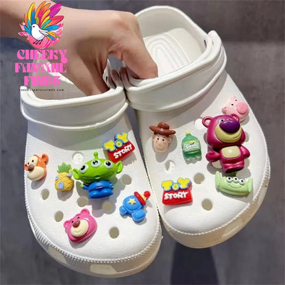CCF  Toy Mobilization Charm Shoes with 3D Strawberry Bear Three Eyes Zaichuang DIY Wooden Clogs Children's Sandals Accessories Cheeky Fantail Finds