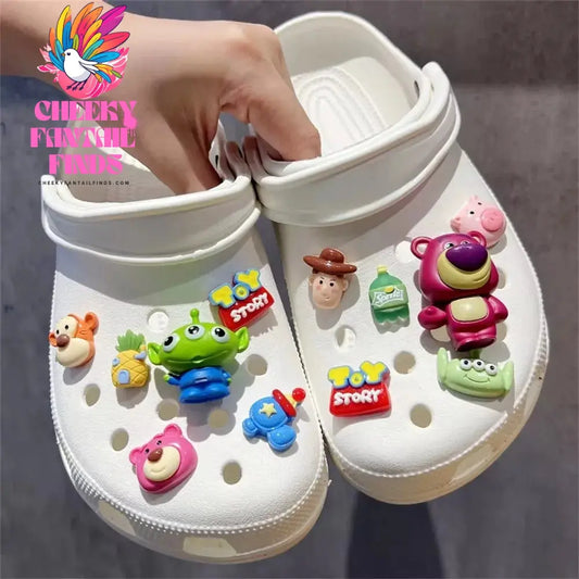 CCF  Toy Mobilization Charm Shoes with 3D Strawberry Bear Three Eyes Zaichuang DIY Wooden Clogs Children's Sandals Accessories Cheeky Fantail Finds