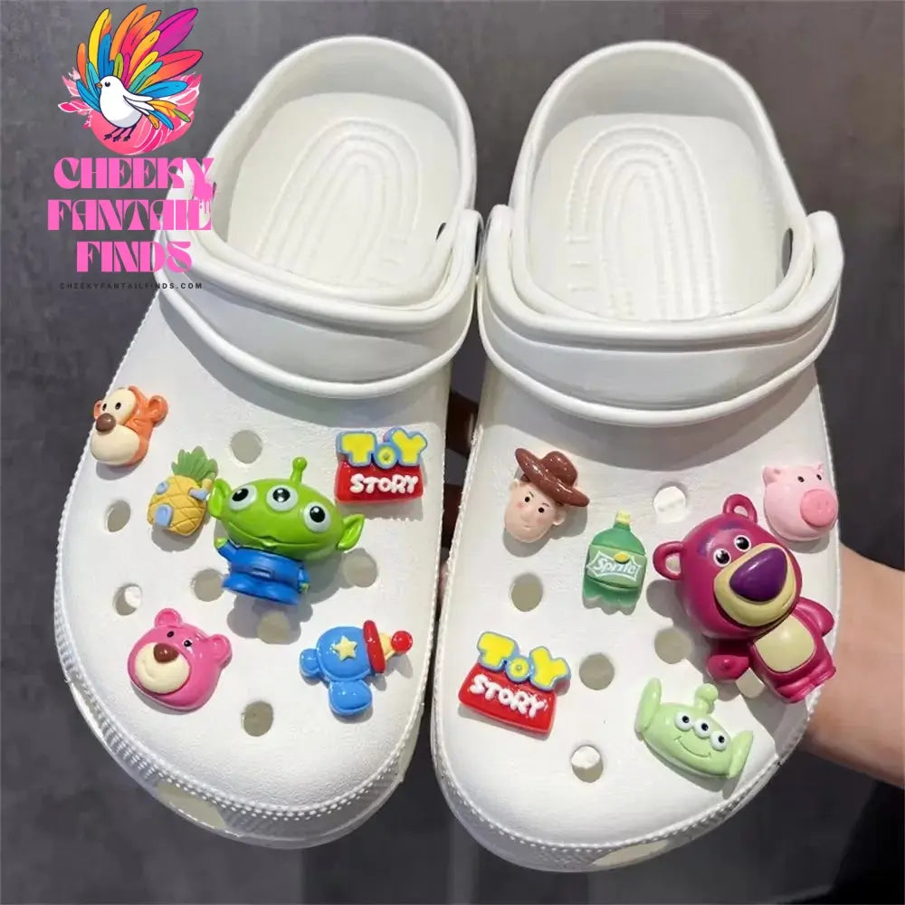 CCF  Toy Mobilization Charm Shoes with 3D Strawberry Bear Three Eyes Zaichuang DIY Wooden Clogs Children's Sandals Accessories Cheeky Fantail Finds