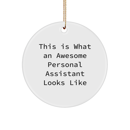 Funny Personal Assistant Gifts from Family, Friends, or Coworkers - 'This Is What An Awesome Personal Assistant Looks Like' Circle Ornament for Christmas Unique Gifts - Image 1
