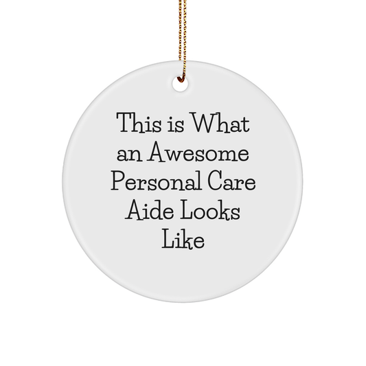 Gifts from Friends and Family, This Is What An Awesome Personal Care Aide Looks Like, White Circle Ornament for Christmas - Image 1