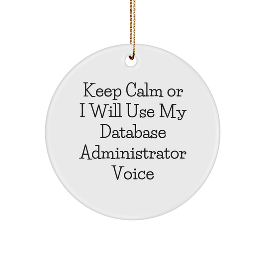 Keep Calm or I Will Use My Database Administrator Voice Funny Circle Ornament Gifts for Database Administrator Friends from Family - Image 1