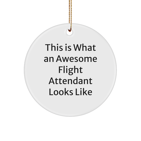 This Is What an Awesome Flight Attendant Looks Like, Circle Ornament Gift for Flight Attendants from Friends, Family, Coworkers, Christmas Unique Gifts - Image 1