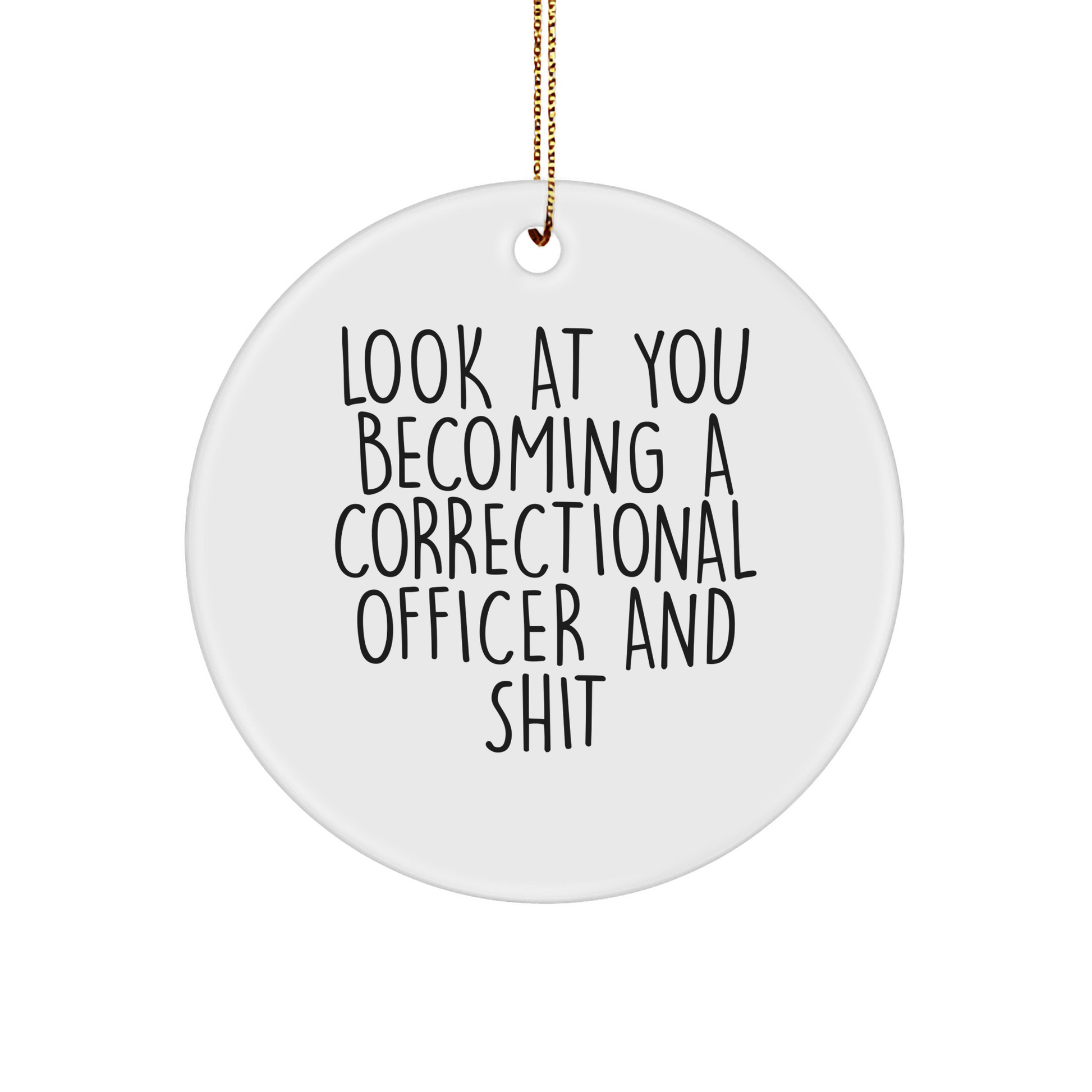 Funny Correctional Officer Gifts from Friends and Family, 'Look At You Becoming A Correctional Officer And Shit', Circle Ornament for Christmas - Image 1