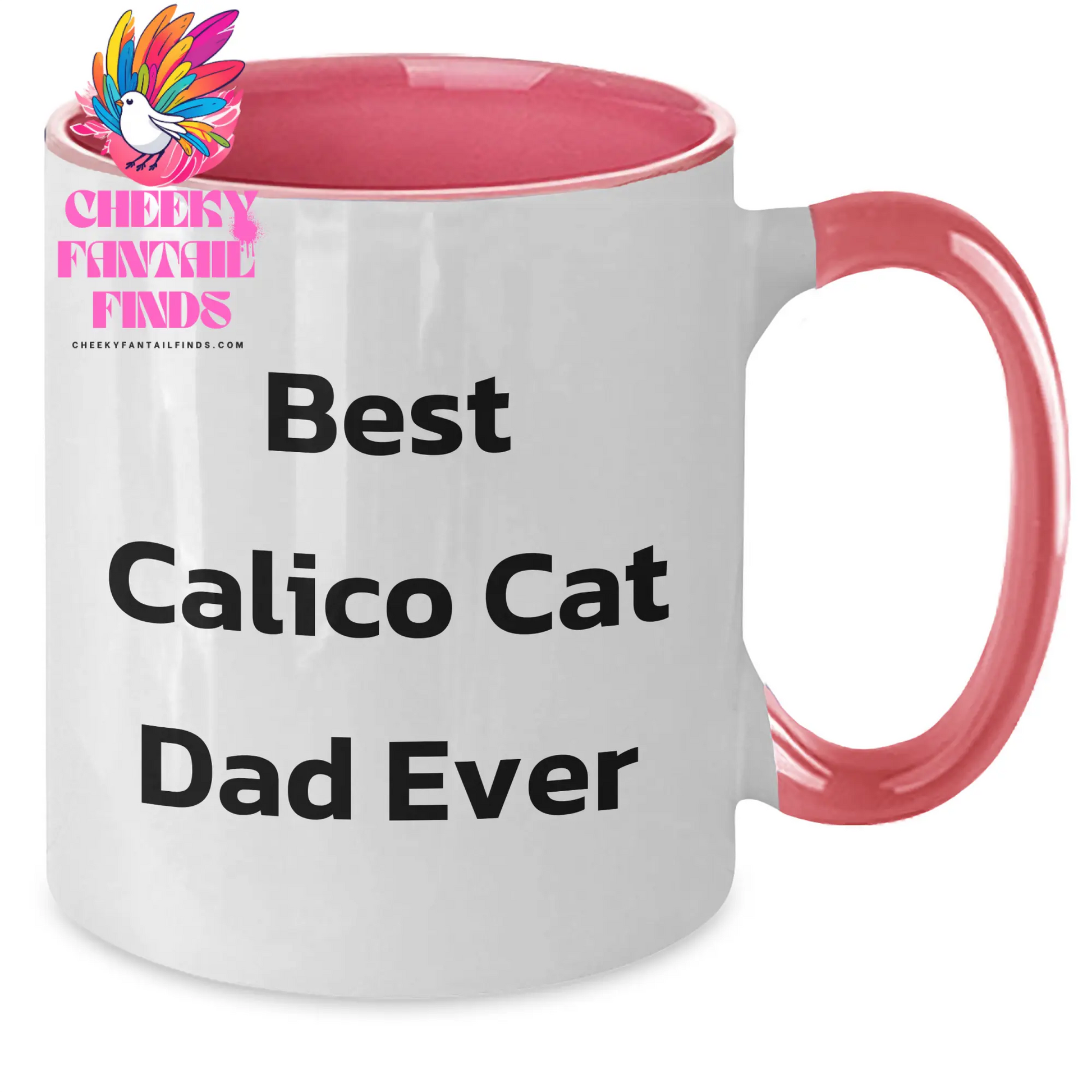 Calico Cat Dad Gifts | Gifts for Calico Cat Dads | Best Calico Cat Dad Ever | Funny Two Tone Calico Cat Coffee Mug for Father's Day | 11oz Ceramic Microwave & Dishwasher Safe | Black, Red, Navy, Pink - Additional