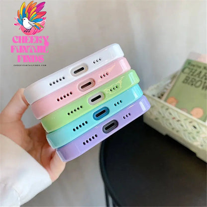 Candy Shockproof Silicone Bumper Phone Case For iPhone 16 15 14 11 12 13 Pro Max XS XR 8 7Plus Transparent Protection Back Cover Cheeky Fantail Finds