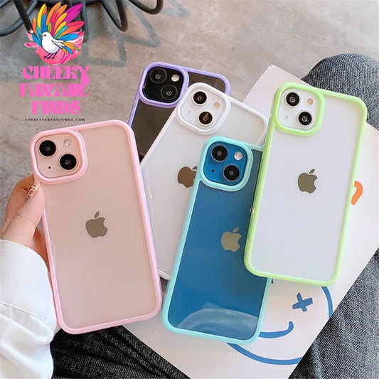 Candy Shockproof Silicone Bumper Phone Case For iPhone 16 15 14 11 12 13 Pro Max XS XR 8 7Plus Transparent Protection Back Cover Cheeky Fantail Finds