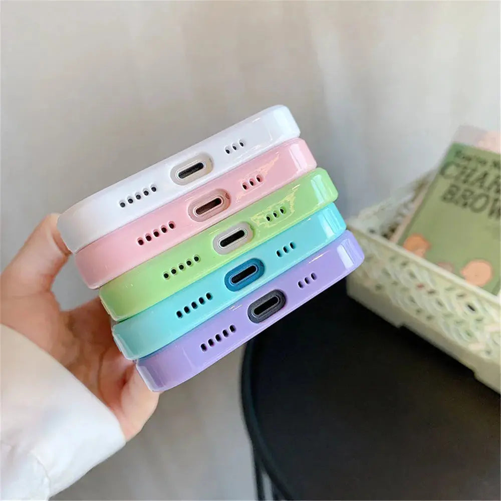 Candy Shockproof Silicone Bumper Phone Case For iPhone 16 15 14 11 12 13 Pro Max XS XR 8 7Plus Transparent Protection Back Cover Cheeky Fantail Finds