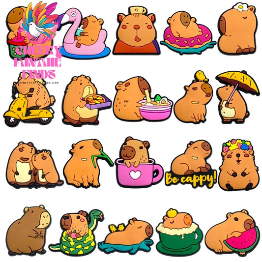 Capybara Animal Cartoon Cute Shoe Charms for Clogs Sandals Decoration Shoe Accessories Charms for Friends Gifts Cheeky Fantail Finds