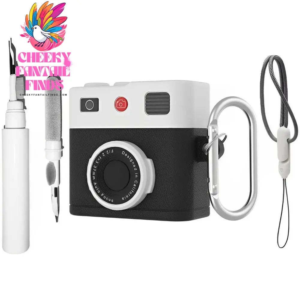 Case For AirPods 4 Case Retro 3D Camera Protective Shockproof Silicone Skin Cover with Cleaner Kit and Lanyard For AirPods Pro 2 Cheeky Fantail Finds