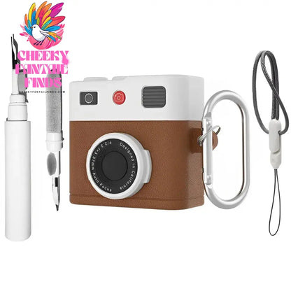 Case For AirPods 4 Case Retro 3D Camera Protective Shockproof Silicone Skin Cover with Cleaner Kit and Lanyard For AirPods Pro 2 Cheeky Fantail Finds