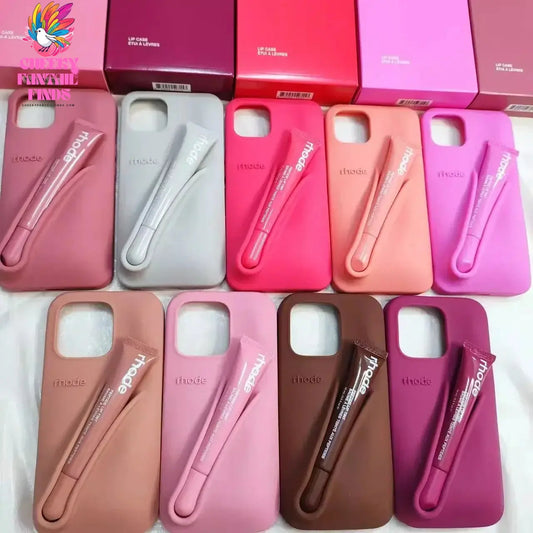 Case for iPhone 15 16 Pro Max 14 Plus 13 12 11 ProMax Lipstick Soft Silicone Portable Lip Gloss Holder Ins Hot Cover Funda Cheeky Fantail Finds