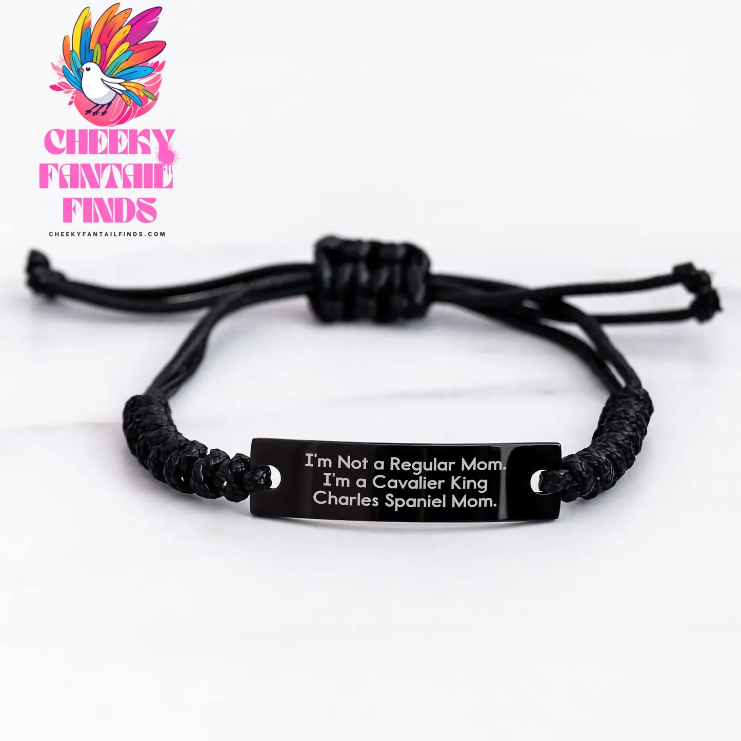 Cavalier King Charles Spaniel Dog Gifts, Funny Quote Rope Bracelet, Adjustable Black Stainless Steel, Gifts from Mom to Dad for Father's Day, Perfect for Men, Engraved with Love - Image 3